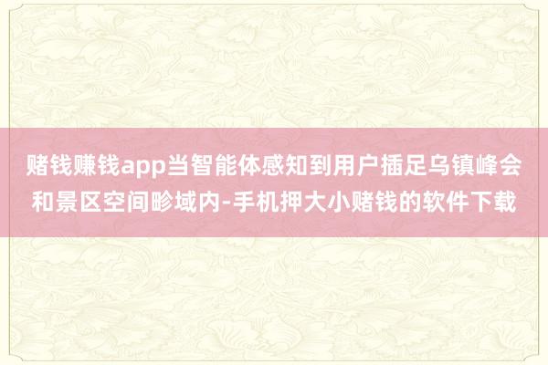 赌钱赚钱app当智能体感知到用户插足乌镇峰会和景区空间畛域内-手机押大小赌钱的软件下载