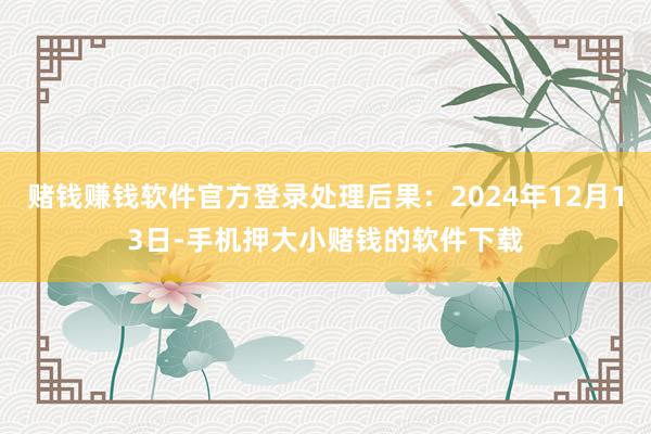 赌钱赚钱软件官方登录处理后果：2024年12月13日-手机押大小赌钱的软件下载