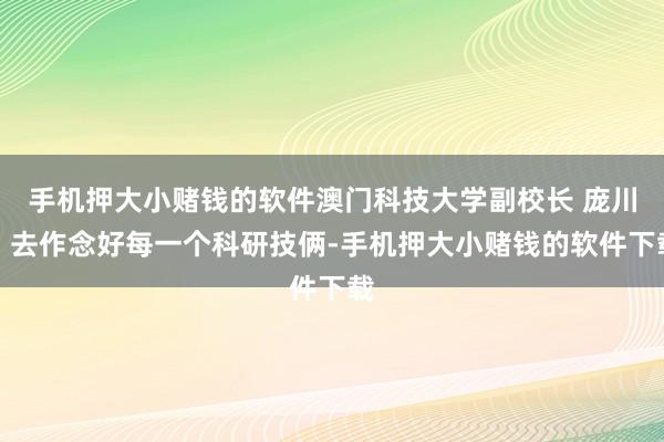 手机押大小赌钱的软件澳门科技大学副校长 庞川：去作念好每一个科研技俩-手机押大小赌钱的软件下载