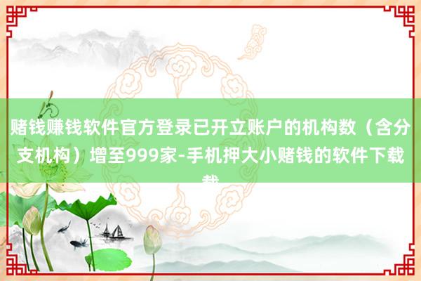 赌钱赚钱软件官方登录已开立账户的机构数(含分支机构)增至999家-手机押大小赌钱的软件下载
