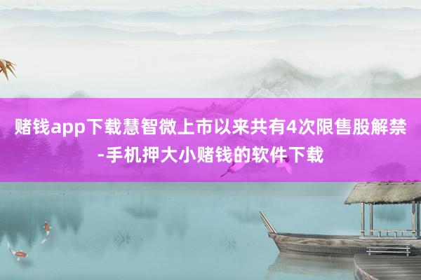 赌钱app下载慧智微上市以来共有4次限售股解禁-手机押大小赌钱的软件下载
