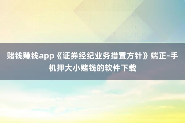 赌钱赚钱app《证券经纪业务措置方针》端正-手机押大小赌钱的软件下载
