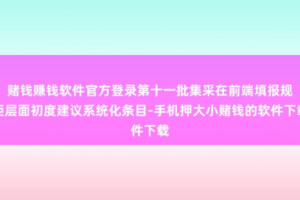赌钱赚钱软件官方登录第十一批集采在前端填报规矩层面初度建议系统化条目-手机押大小赌钱的软件下载
