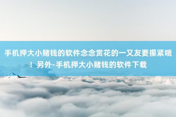 手机押大小赌钱的软件念念赏花的一又友要攥紧哦！另外-手机押大小赌钱的软件下载