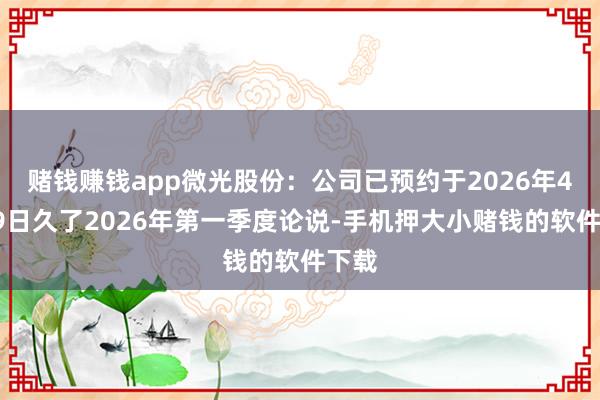 赌钱赚钱app微光股份：公司已预约于2026年4月29日久了2026年第一季度论说-手机押大小赌钱的软件下载