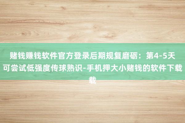 赌钱赚钱软件官方登录后期规复磨砺：第4-5天可尝试低强度传球熟识-手机押大小赌钱的软件下载