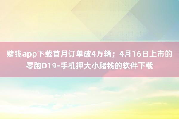 赌钱app下载首月订单破4万辆；4月16日上市的零跑D19-手机押大小赌钱的软件下载